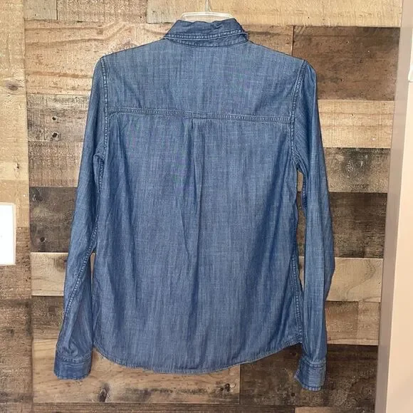 Eileen Fisher Denim Long Sleeve Button Down Shirt - Picture 8 of 8